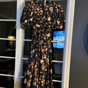 Ulla Johnson Black Floral Midi Dress